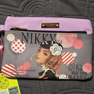 Nicole Lee Pink and Gray Cosmetic Bag